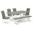 Pemberly Row 6-Piece Wood Dining Room Table Set in White and Smoke