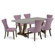 Pemberly Row 7-Piece Wood Dining Set with Padded Chairs in Light Beige