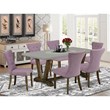 Pemberly Row 7-Piece Wood Dining Set with Padded Chairs in Light Beige
