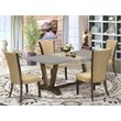 Pemberly Row 5-Piece Dining Set with Parsons Chairs in Distressed Jacobean