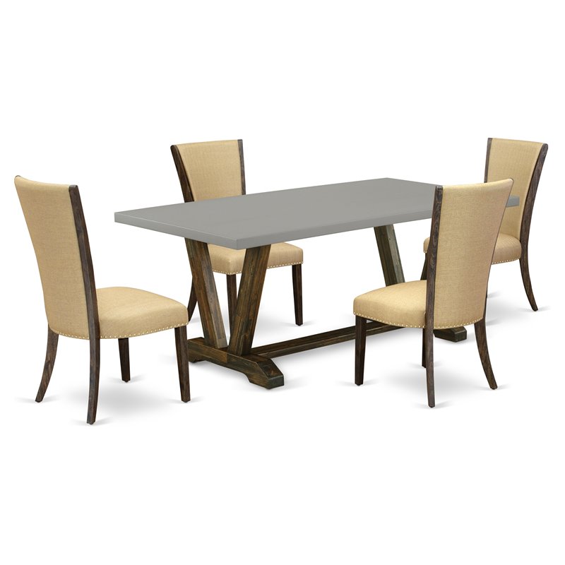 Pemberly Row 5-Piece Dining Set with Parsons Chairs in Distressed Jacobean