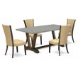 Pemberly Row 5-Piece Dining Set with Parsons Chairs in Distressed Jacobean