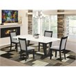 Pemberly Row 5-Piece Dining Table Set in White with Gray Upholstered Chairs