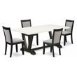 Pemberly Row 5-Piece Dining Table Set in White with Gray Upholstered Chairs