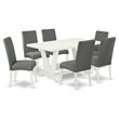 Pemberly Row 7-Piece Wood Dining Set with Parson Chairs in Gray Smoke