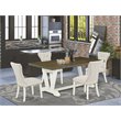 Pemberly Row 5-Piece Dining Set with Cushion Chairs in White & Doeskin