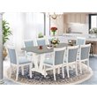 Pemberly Row 9-Piece Acacia Wood Dining Set in Linen White & Baby Blue