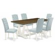 Pemberly Row 7-Piece Dining Table Set in Linen White & Baby Blue