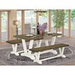 Pemberly Row 3-Piece Wood Dining Table Set in Distressed Jacobean