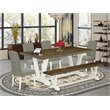 Pemberly Row 6-Piece Wood Dining Set with Linen Dark Shitake Chairs