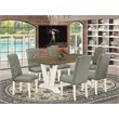 Pemberly Row 7-Piece Wood Dining Set with Linen Upholstered Chairs