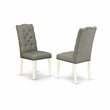 Pemberly Row 7-Piece Wood Dining Set with Linen Upholstered Chairs