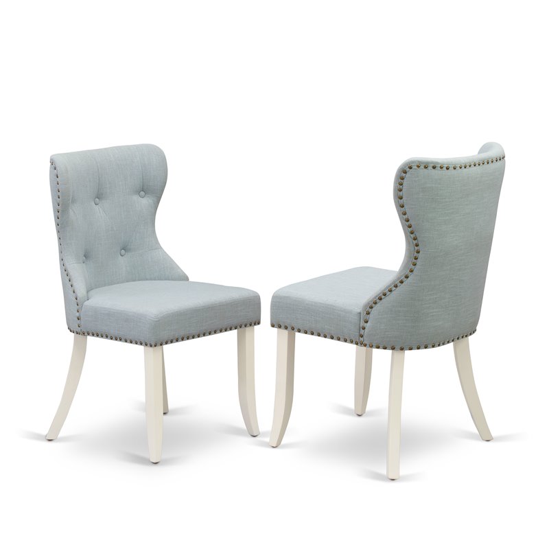 Pemberly Row 5-Piece Wood Dining Set with Parson Chairs in White/Jacobean
