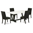 Pemberly Row 5-Piece Wood Dining Table Set with Upholstered Chairs