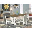 Pemberly Row 5-Piece Wood Dining Set with Parson Chairs in Multicolor