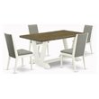 Pemberly Row 5-Piece Wood Dining Set with Parson Chairs in Multicolor