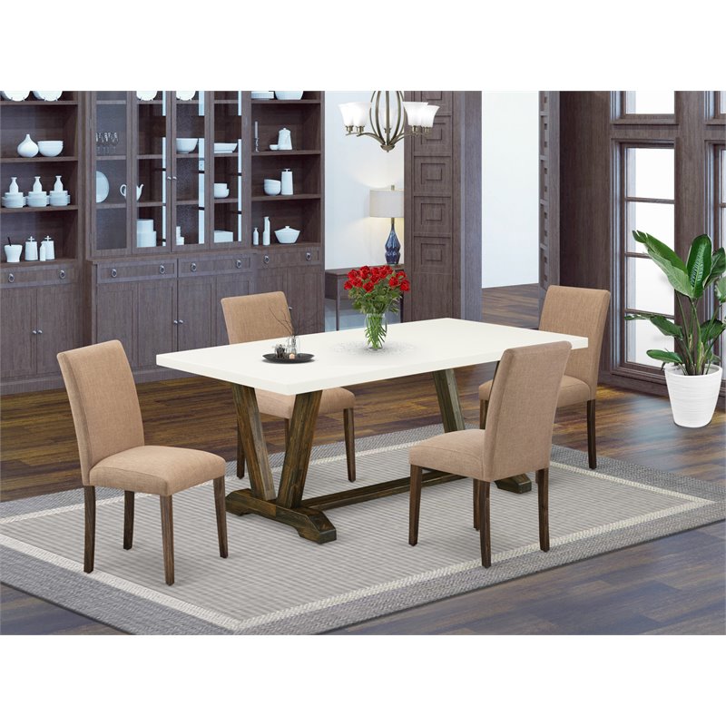 Pemberly Row 5-Piece Wood Dining Table Set in Jacobean Finish