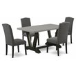 Pemberly Row 5-Piece Wood Dining Room Set in Dark Gotham Gray and Black