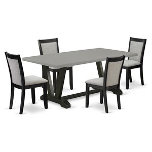 Pemberly Row 5-Piece Acacia Wood Dining Set in Multi-Color Finish