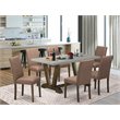 Pemberly Row 7-Piece Wood Dining Set in Cement/Jacobean/Light Sable
