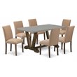 Pemberly Row 7-Piece Wood Dining Set in Cement/Jacobean/Light Sable