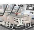 Pemberly Row 7-Piece Wood Dining Set in Linen White/Cream/Cement