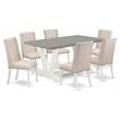 Pemberly Row 7-Piece Wood Dining Set in Linen White/Cream/Cement