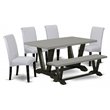 Pemberly Row 6-Piece Rubberwood Dining Set in Cement Multi-Color Finish