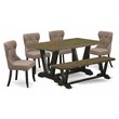 Pemberly Row 6-Piece Wood Kitchen Set in Black with Multi-Color Finish