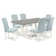 Pemberly Row 7-Piece Wood Dining Room Set in Linen White/Cement Finish