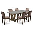 Pemberly Row 7-Piece Wood Dining Table Set in Coffee/Jacobean/Cement