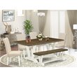 Pemberly Row 6-Piece Rubber Wood Dining Set with Bench in Cream White