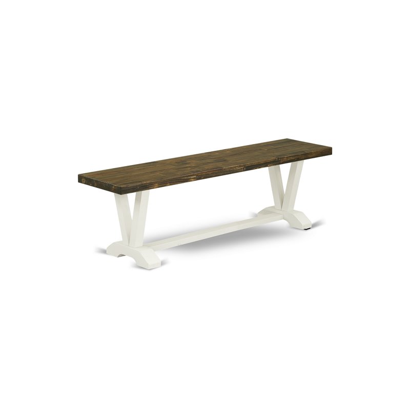 Pemberly Row 6-Piece Rubber Wood Dining Set with Bench in Cream White