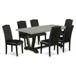 Pemberly Row 7-Piece Wood Kitchen Table and Chair Set in Black Finish
