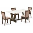 Pemberly Row 5-Piece Rubberwood Dining Table Set in White/Gray Finish