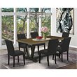 Pemberly Row 7-Piece Rectangular Wood Dining Set in Jacobean and Black