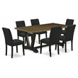Pemberly Row 7-Piece Rectangular Wood Dining Set in Jacobean and Black