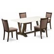 Pemberly Row 5-Piece Rubberwood Dining Set in White/Jacobean/Coffee Finish