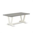 Pemberly Row 6-Piece Asian Wood Dining Set in White/Cream/Cement Finish
