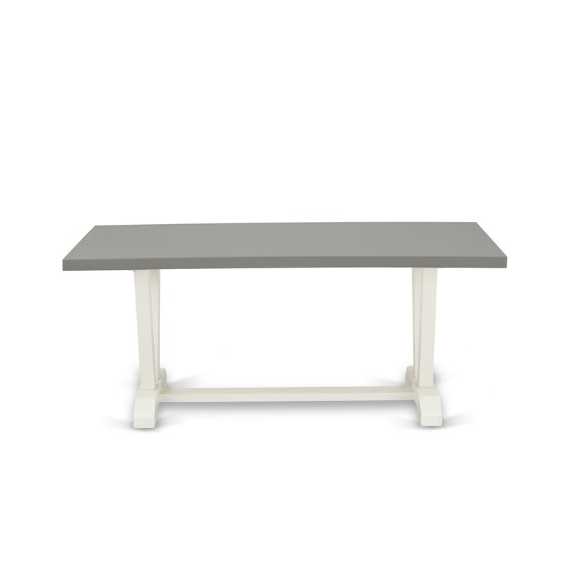 Pemberly Row 6-Piece Asian Wood Dining Set in White/Cream/Cement Finish