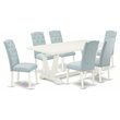 Pemberly Row 7-Piece Rubberwood Kitchen Set in White/Baby Blue