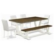 Pemberly Row 6-Piece Wood Dining Set with Bench in Multi-Color