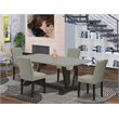 Pemberly Row 5-Piece Wood Dining Set with High Back Chairs in Black