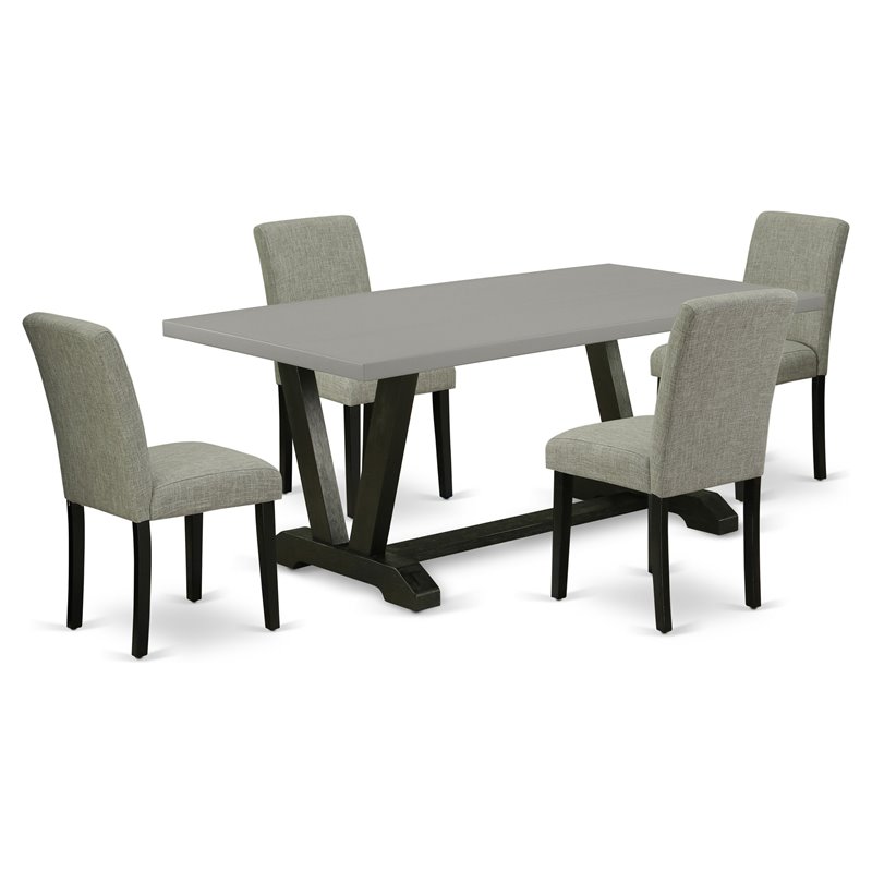 Pemberly Row 5-Piece Wood Dining Set with High Back Chairs in Black