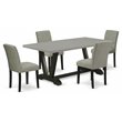 Pemberly Row 5-Piece Wood Dining Set with High Back Chairs in Black