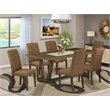 Pemberly Row 7-Piece Wood Dining Set with X-Leg Table in Brown Smoke