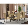 Pemberly Row 7-Piece Rectangular Acacia Wood Dining Set in Jacobean Brown