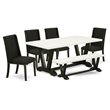 Pemberly Row 6-Piece Dining Table Set with Bench and Upholstered Chairs