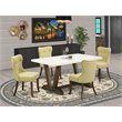 Pemberly Row 5-PC Wood Kitchen Table Set with Linen Fabric Seats
