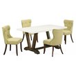Pemberly Row 5-PC Wood Kitchen Table Set with Linen Fabric Seats